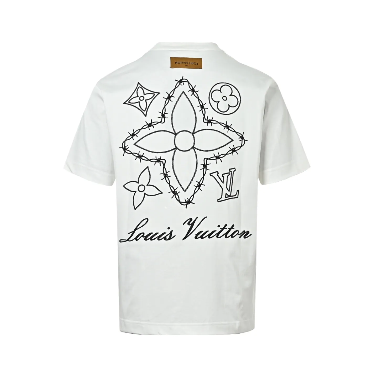 Louis Vuitton/Louis Vuitton four-leaf clover old flower embroidery round neck short sleeves